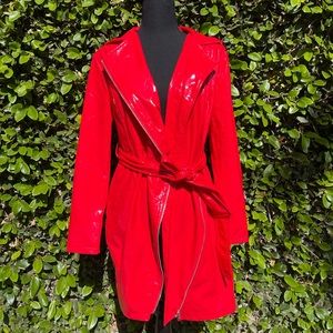 Long red vinyl jacket